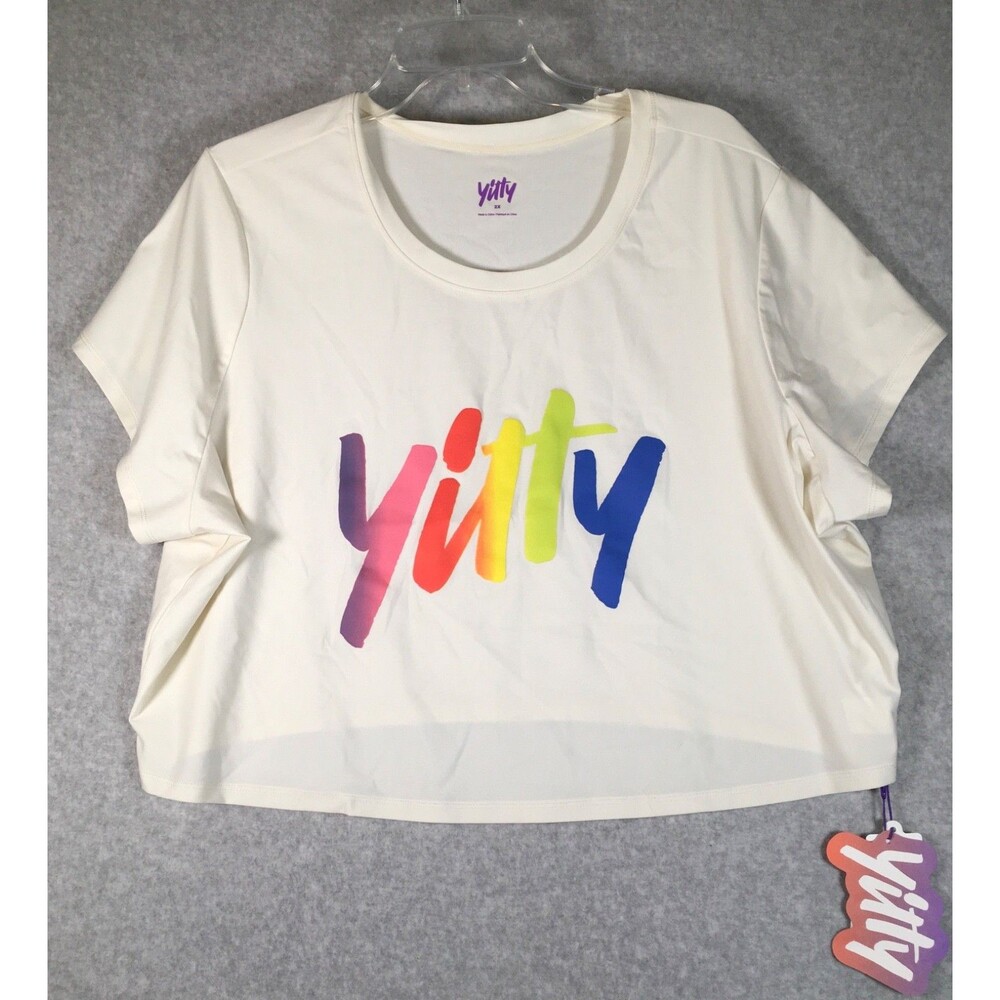 NWT Yitty Women’s  XXL Cuz I Love You Cropped  Tee Beige Logo